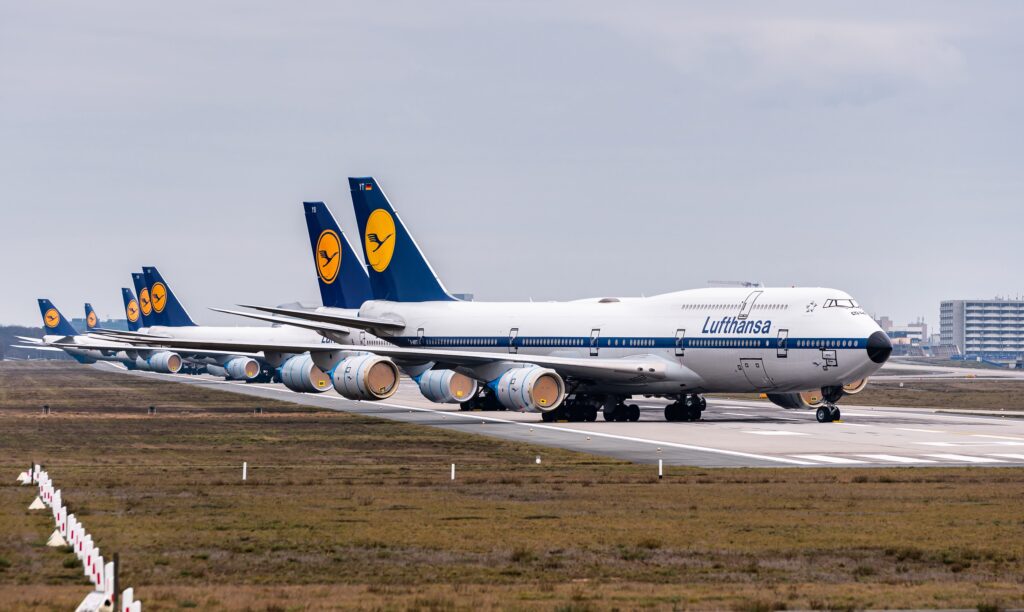 Stored Lufthansa Boeing 747 at Frankfurt Airport during the COVID-19 pandamic.