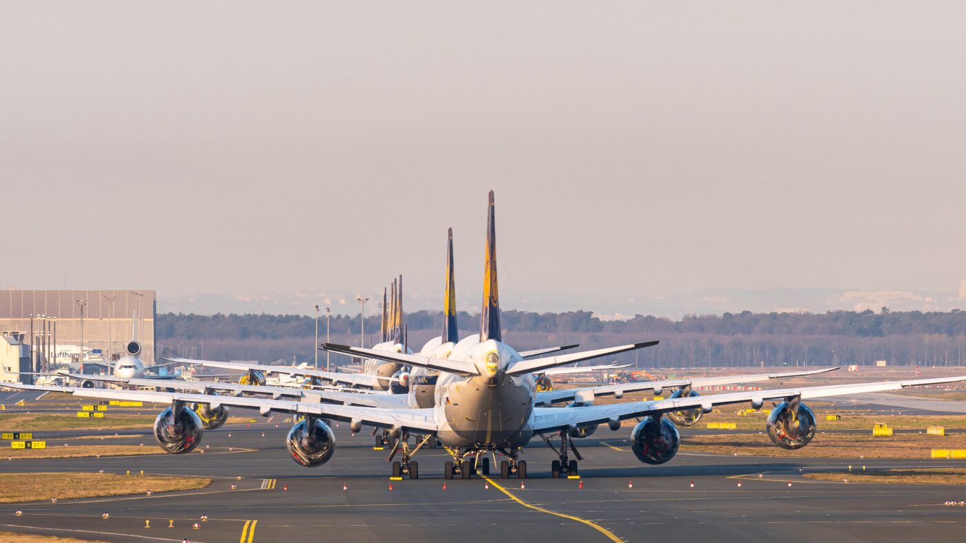 Planes waiting in line. Storage