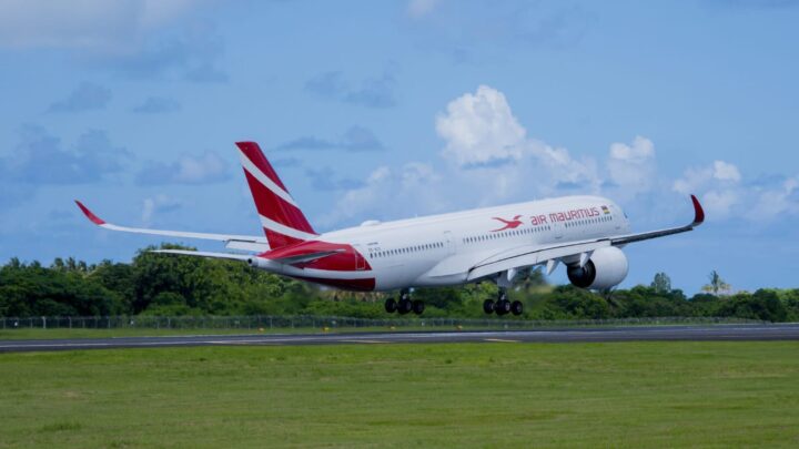 Air Mauritius aircraft at the airport